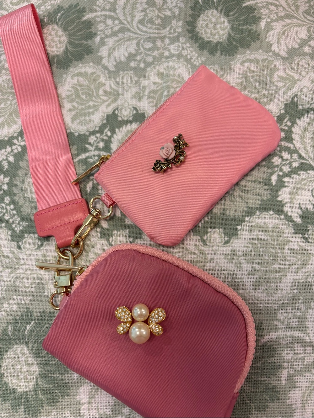 Pink Double Pouch change purse Pearl Bee Accent